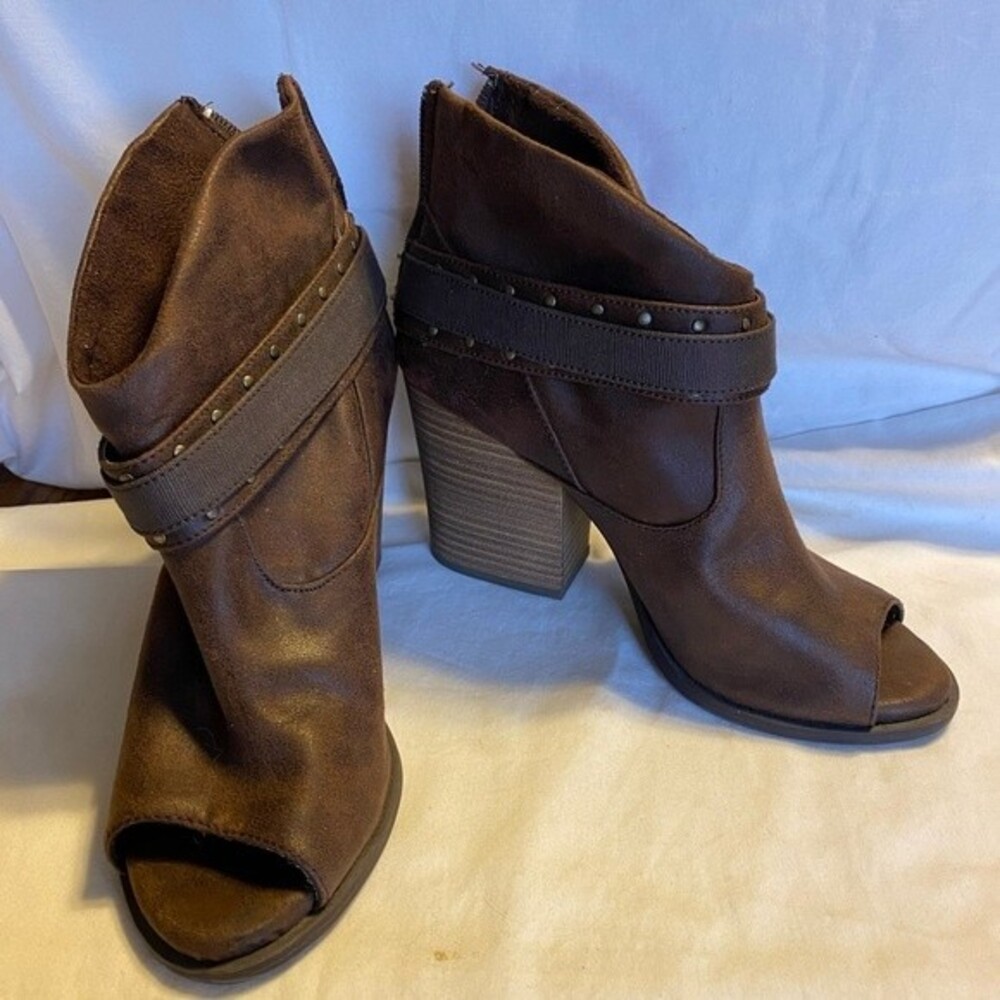 Jellypop Chloe Brown Ladies 7M Bootie Boots Peep Toe